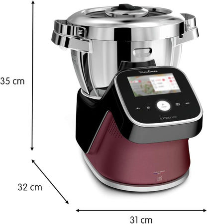 Moulinex, I-Companion Touch Pro, Robot de cozinha, 18 funções, Conectado, Balança integrada, Capacidade XL para 10 pessoas, Preto, Fabricado na França, HF93E610
