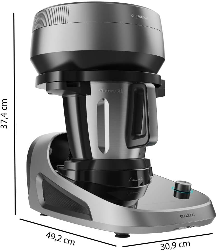 Robot de Cozinha Multifuncional Cecotec Mambo Touch. 1600 W, 37 Funções, Ecrã Tátil TFT de 5 com Livro de Receitas Integrado, Capacidade de 3,3 Litros, Aplicação, Balança e Jarro de Aço Inoxidável.
