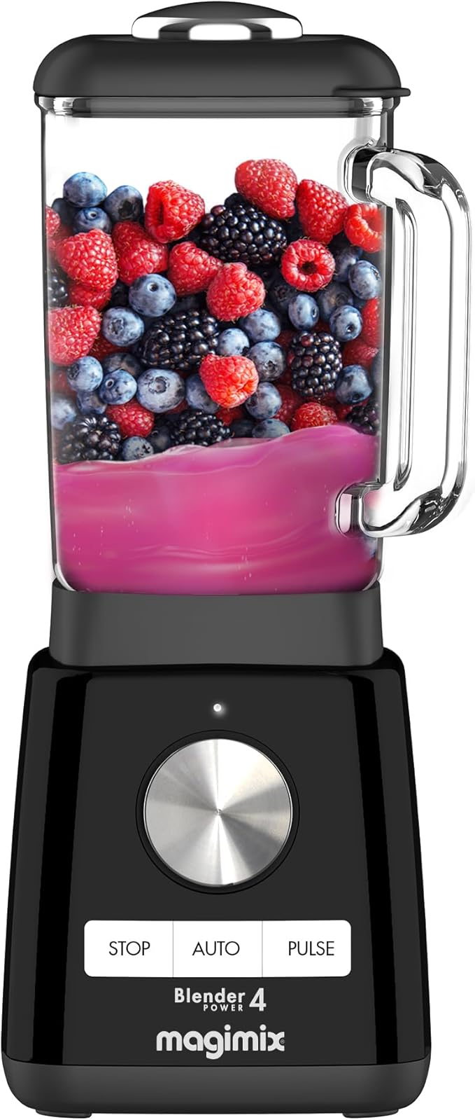 Magimix Blender Power Batedeira Profissional 4 - Liquidificador Elétrico, Processador, Batedeira para Smoothies, Robot Triturador Multifuncional - Copo de vidro - Preto