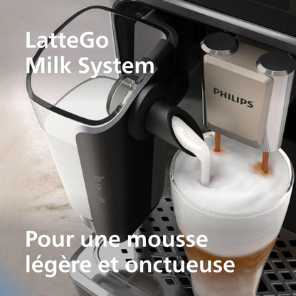 Philips Série 5400 Máquina de Café Expresso - Café em Grão - Espumador de Leite LatteGo, 12 Especialidades de Café, Ecrã Intuitivo, 4 Perfis de Utilizador, Preto (EP5441/50)