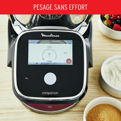 Moulinex, I-Companion Touch Pro, Robot de cozinha, 18 funções, Conectado, Balança integrada, Capacidade XL para 10 pessoas, Preto, Fabricado na França, HF93E610