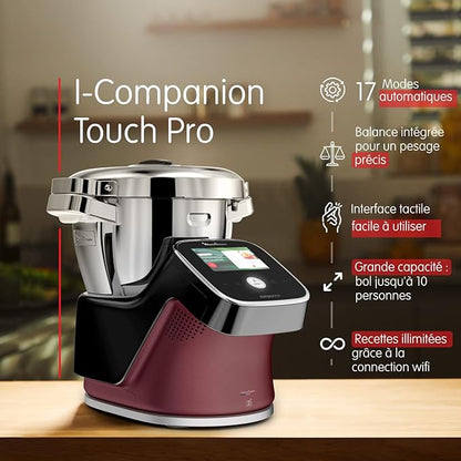 Moulinex, I-Companion Touch Pro, Robot de cozinha, 18 funções, Conectado, Balança integrada, Capacidade XL para 10 pessoas, Preto, Fabricado na França, HF93E610